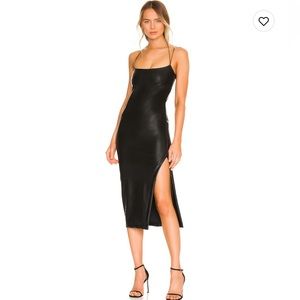 Faux leather dress in black